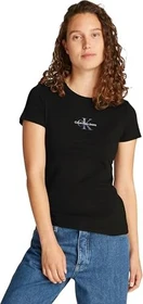 Calvin Klein Monogramm Slim Fit T-Shirt kurzarm ck black (Damen)