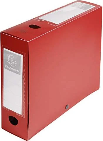 Exacompta Archivbox Kunststoff blickdicht mit Druckknopf 80mm, A4, rot