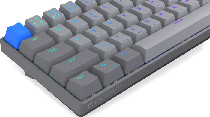 Endorfy Thock V2 Compact Wireless, PBT, grau, LEDs RGB, hot-swap, Endorfy YELLOW, USB/Bluetooth, CZ/SK
