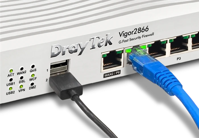 DrayTek Vigor2866 Gigabit Router, 6x RJ-45, Annex M
