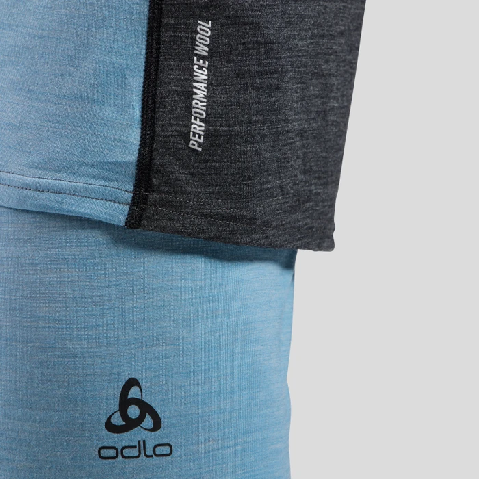 Odlo Performance Wool 150 Baselayer Halfzip Funktionsshirt langarm provincial blue/dark grey melange (Herren)