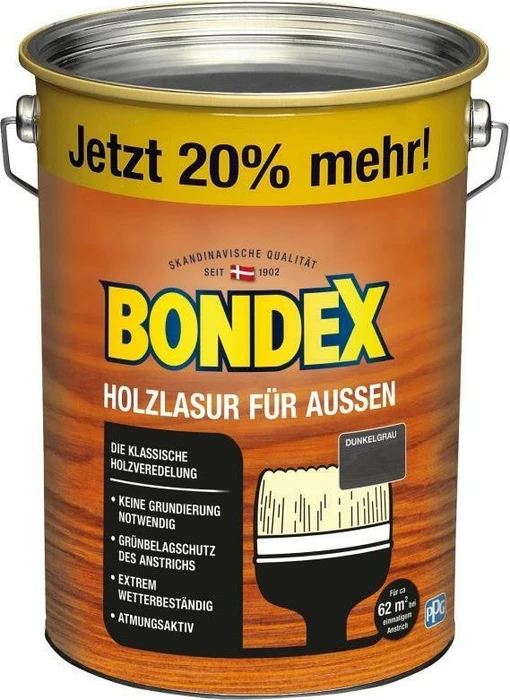 Bondex Holzlasur außen dunkelgrau, 4.8l