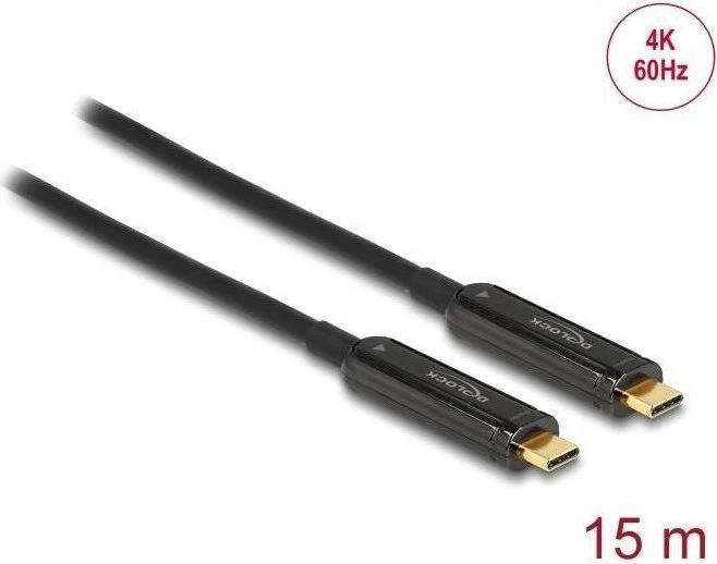 DeLOCK Optisches USB-C Kabel 4K 60Hz, USB 3.0, 5Gb/s, USB-C 3.0 [Stecker] auf USB-C 3.0 [Stecker], aktiv, 15m