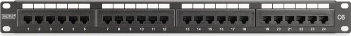 Digitus Professional Patchpanel Cat6 Klasse E ungeschirmt 19" , 24-Port, 1HE, 19", 1HE, schwarz