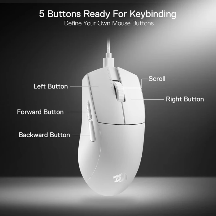 Redragon M996 K1NG 8K Ultra-Lightweight Wired Gaming Mouse weiß, USB