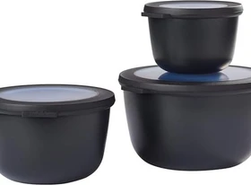 Mepal Multischüssel Cirqula rund hoch Aufbewahrungsbehälter-Set nordic black, 3-tlg.
