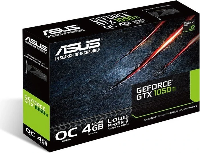 ASUS GeForce GTX 1050 Ti OC LP, GTX1050TI-O4G-LP-BRK, 4GB GDDR5, DVI, HDMI, DP