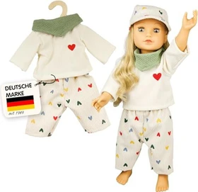 Heless Puppen Kordhose Herz Konfetti mit T-Shirt und Nickituch 28-35cm