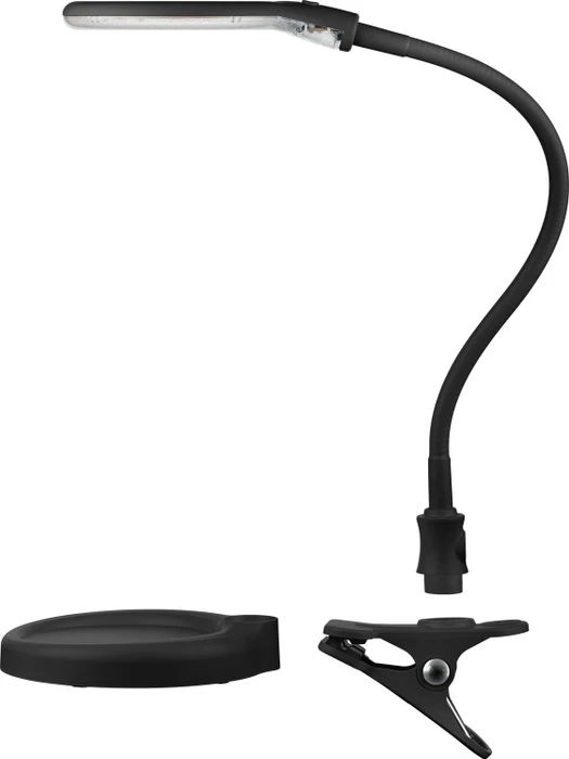 Wentronic Goobay LED-Stand-/Klemm-Lupenleuchte, 6W, 1.75x, 3 Dioptrien schwarz