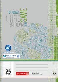 Brunnen Recycling Schulheft, A4, Lineatur 25, grau/grün, 16 Blatt