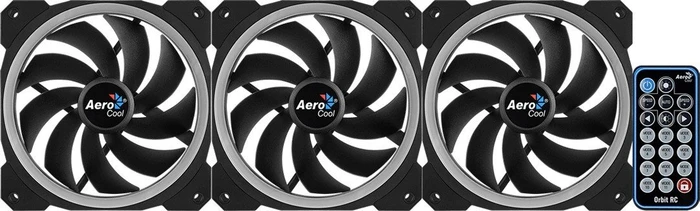 AeroCool Orbit RC, LED-Steuerung, Fernbedienung, 120mm, 3er-Pack