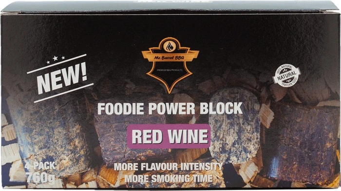 Mr. Barrel BBQ Foodie Power Block Red Wine Räucherholz, 800g (4x 200g)