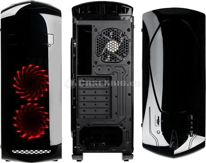 Kolink Punisher schwarz, Acrylfenster, Lüfter LED rot
