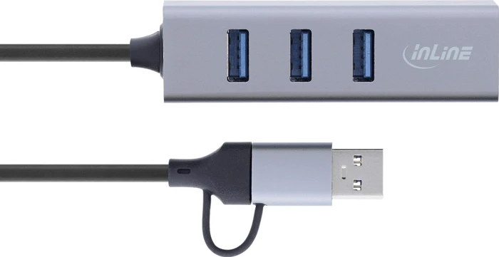 InLine 4-in-1 Gigabit Hub, USB-C/USB-A 3.0 [Stecker]