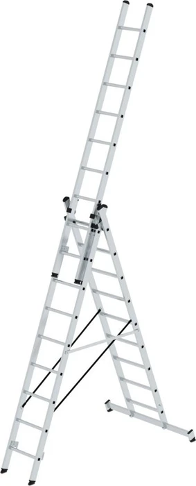 Günzburger Steigtechnik Alu 3-tlg. Teleskop-Mehrzweckleiter, 3x 9 Stufen