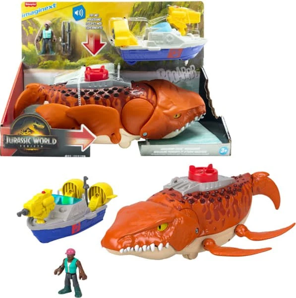 Mattel Fisher-Price - Imaginext - Jurassic World: Die Wiedergeburt Wasserjäger Schnapp-Mosasaurus