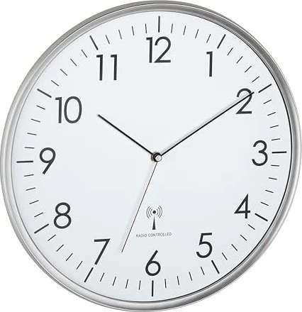 TFA Funkuhr silber 330 mm silber, 33 cm