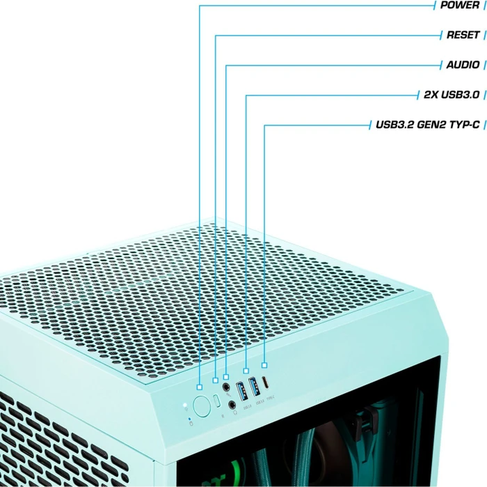 Thermaltake Toughline T200A, türkis, Ryzen 7 7800X3D, 32GB RAM, 1TB SSD, Radeon RX 7900 XT