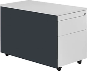 mauser Rollcontainer line, 1x Utensilienauszug, 1x Materialschublade, 1x Hängeregistratur, anthrazitgrau/lichtgrau/lichtgrau