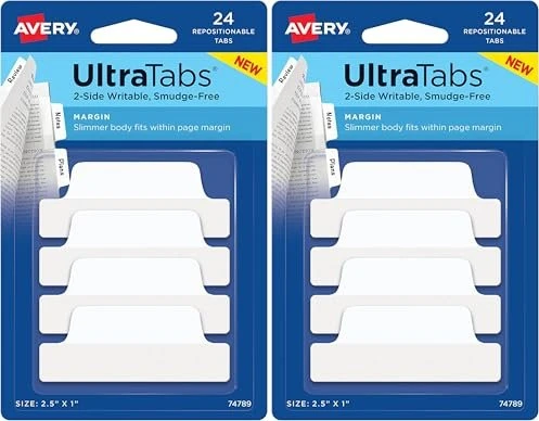 Avery-Zweckform Haftstreifen UltraTabs 63.5x25mm, weiß, 24 Blatt