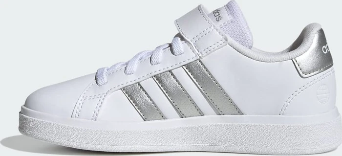 adidas Grand Court Court Elastic Lace and Top Strap cloud white/matte silver (Junior)