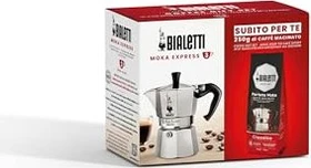 Bialetti Geschenk Set Subito Per Te Moka Express 3 Tassen Espressokanne inkl. Kaffee