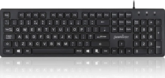 Perixx Periboard-317, schwarz, LEDs weiß, USB, UK