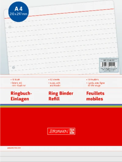 Brunnen Ringbucheinlage Papiereinlage, A4, liniert, 50 Blatt
