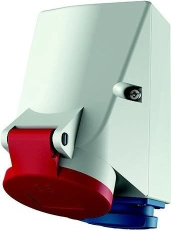 Mennekes CEE Doppelbox TwinCONTACT 1650 | Wandsteckdose 16A 5-polig 400V IP44 | Schuko | G-Sicherungshalter | rot Image