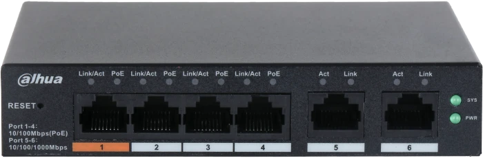 Dahua CS40 Desktop Smart Switch, 6x RJ-45, 65W Hi-PoE