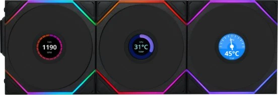 Lian Li Uni Fan TL LCD Wireless 140 RGB Reverse Blade, schwarz, LED-Steuerung, 140mm