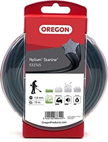 Oregon Nylium Starline Trimmerfaden für Rasentrimmer schwarz, 1.6mm/15m