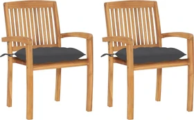 vidaXL Teak Stapelsessel anthrazit, 2 Stück