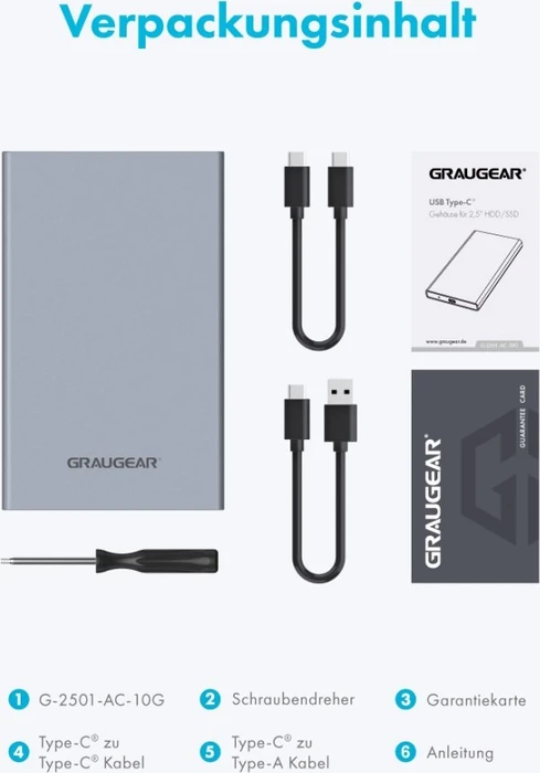 Graugear G-2501-AC-10G, 2.5", USB-C 3.1