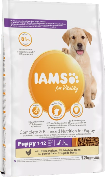 IAMS for Vitality für Welpen großer Rassen, mit Huhn, 12kg