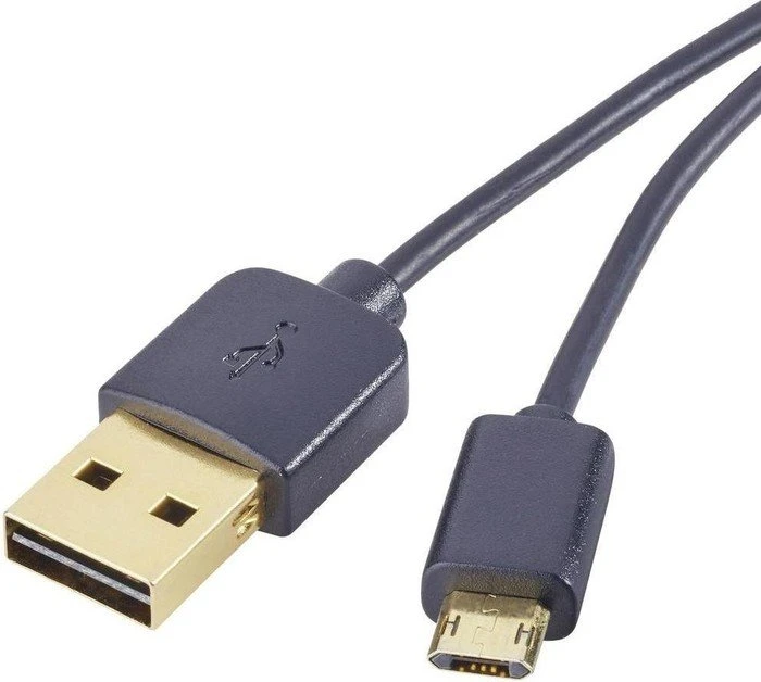 Renkforce USB-A 2.0/USB 2.0 Micro-B Anschlusskabel mit Wende-Stecker, 1m