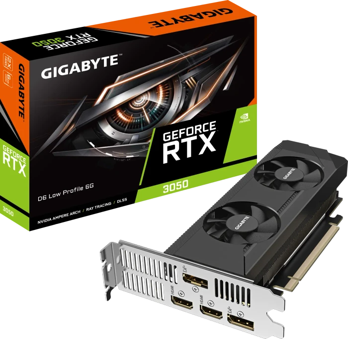 GIGABYTE GeForce RTX 3050 D6 Low Profile 6G, 6GB GDDR6, 2x HDMI, 2x DP