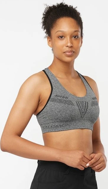 Salomon Essential Move On Seamless Sport-BH deep black/heather/reflective silver (Damen)