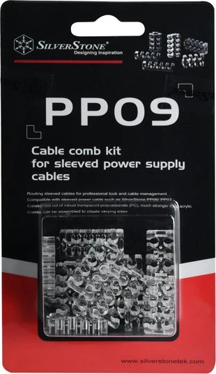 SilverStone PP09 Kabelkamm Set, transparent, 20er-Pack