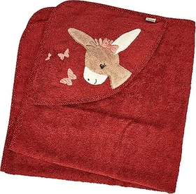 Sterntaler Badetuch Esel Emmily 80x80cm dunkelrot
