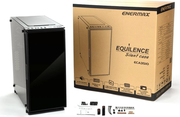 Enermax Equilence schwarz, Glasfenster, inkl. Lüfter, schallgedämmt