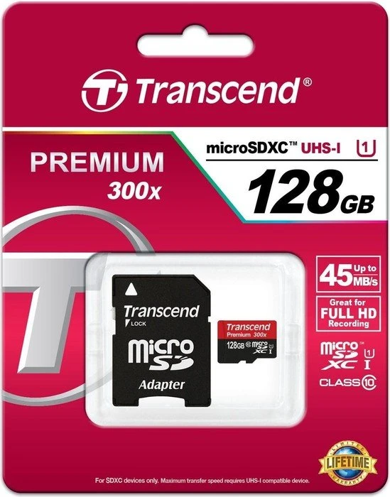 Transcend Premium R45/W20 128GB Kit, UHS-I, Class 10