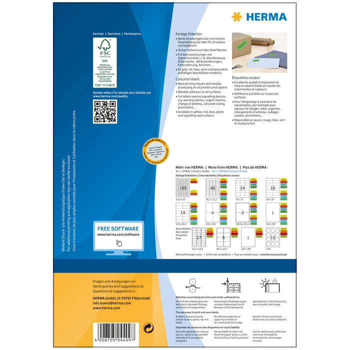 Herma Etiketten, 105x42.3mm, grün, 100 Blatt (2400 Etiketten)