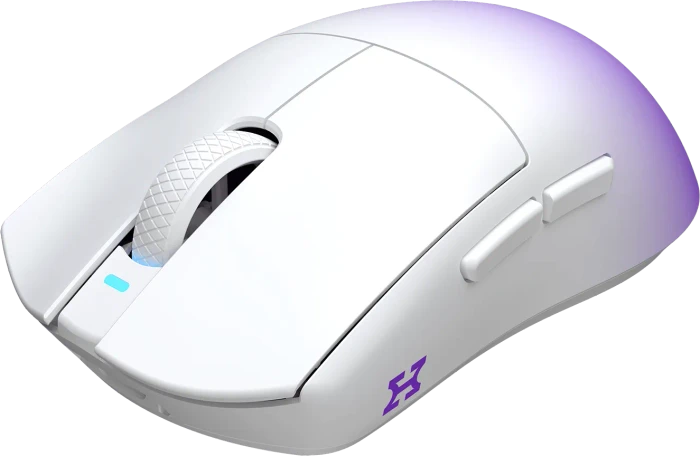 Hellyberry HM47 Pro Wireless Gaming Mouse mit Ladestation, weiß/violett, USB/Bluetooth