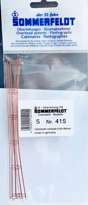 Sommerfeldt Fahrdraht verkupfert 0.5 x 145mm, 5 Stück