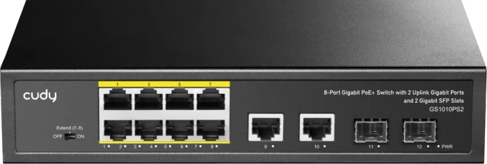 Cudy GS20 Rackmount Gigabit Switch, 10x RJ-45, 2x SFP, 120W PoE+