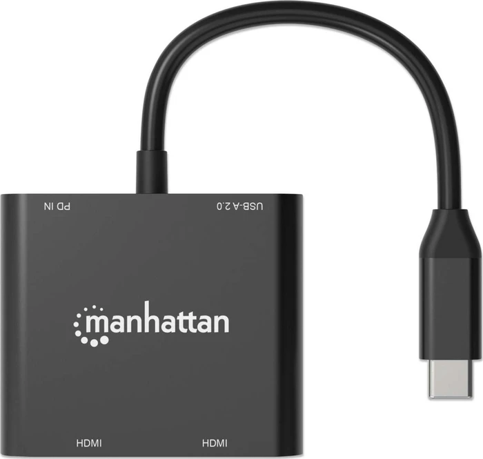 Manhattan USB-C auf 2x HDMI Adapter mit USB PD, USB-C 3.0 [Stecker]