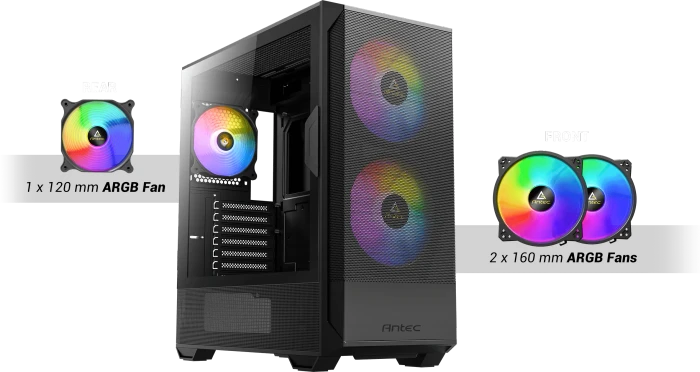 Antec NX416L, schwarz, Glasfenster