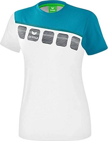 Erima 5-C Funktionsshirt kurzarm white/oriental blue/colonial blue (Damen)