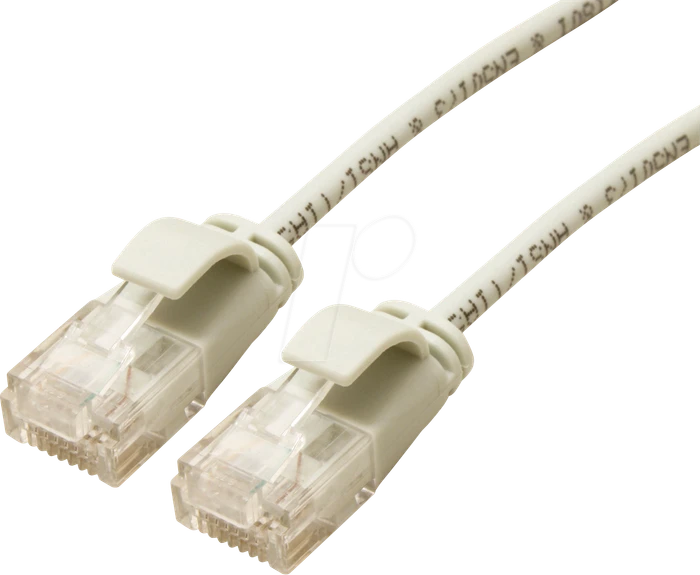 Roline / Secomp DataCenter Slim Patchkabel, Cat6a, U/UTP, RJ-45/RJ-45, 2m, grau